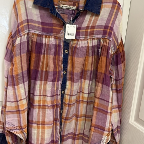We The Free Purple and Orange Plaid Shirt - Picture 2 of 5